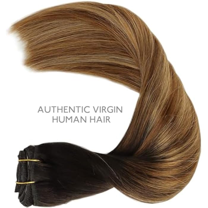 ECIF 14 120g 7pcs Clip in Human Hair Extensions Light Brown - Image 4